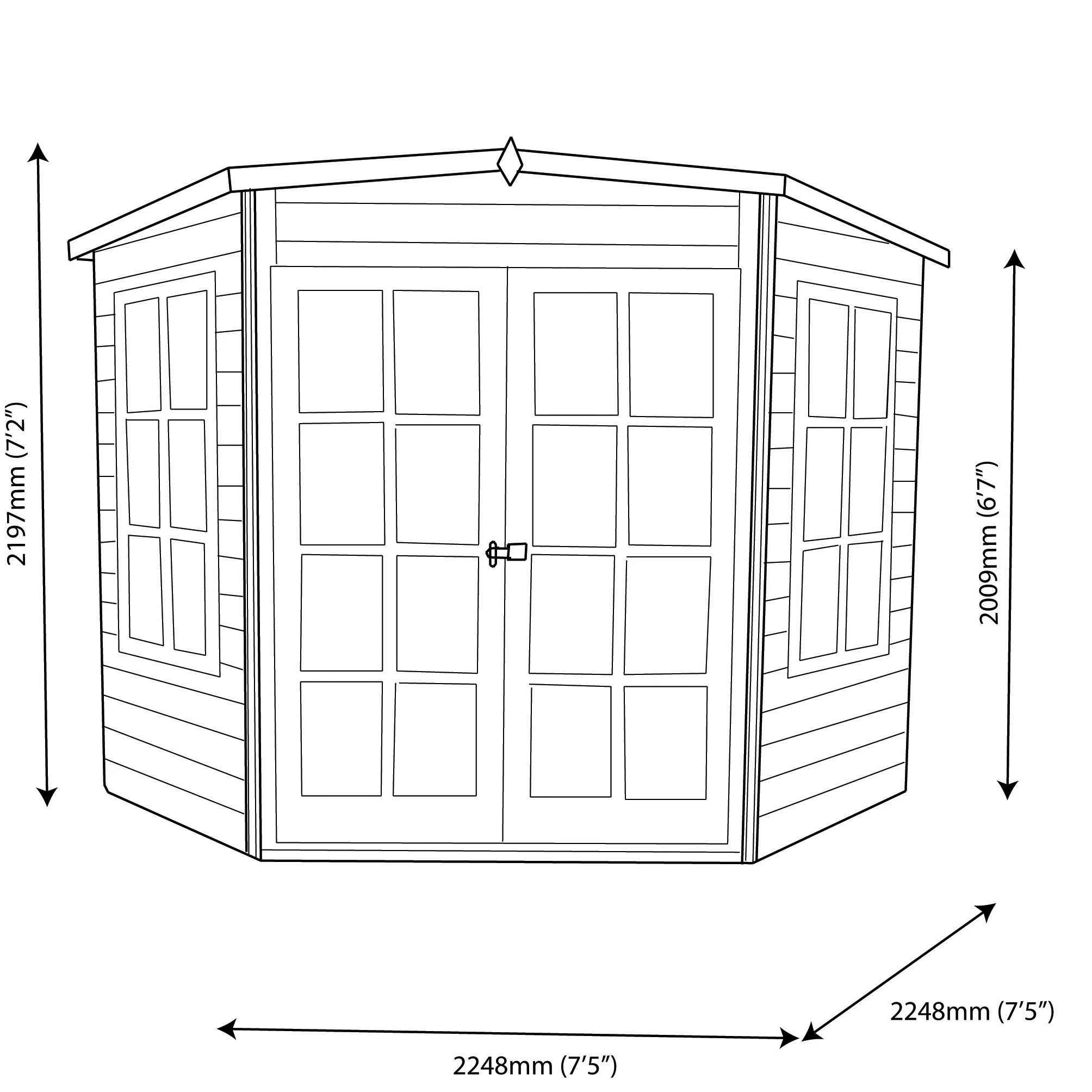 Shire Hampton 10x10 Toughened Glass Pent Shiplap Wooden Summer House - Base Not Included 8 Shire Hampton 10x10 Toughened Glass Pent Shiplap Wooden Summer House - Base Not Included - Image 6