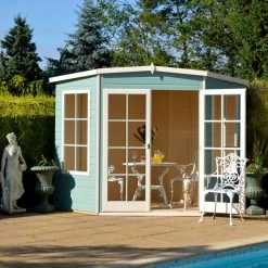 Shire Hampton 8x8 Glass Pent Shiplap Wooden Summer House - Base Not Included -Gardens and Outdoor Stores shire hampton 8x8 glass pent shiplap wooden summer house base not included5019804889839 01i bq