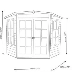 Shire Hampton 8x8 Glass Pent Shiplap Wooden Summer House - Base Not Included -Gardens and Outdoor Stores shire hampton 8x8 glass pent shiplap wooden summer house base not included5019804889839 03t