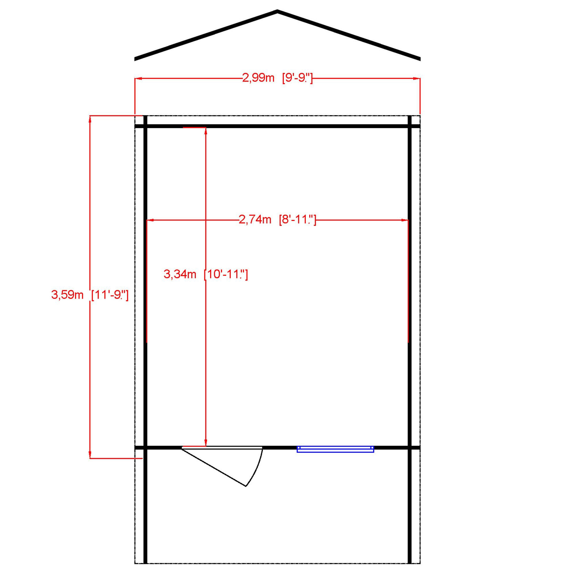 Shire Hopton 10x12 Toughened Glass Apex Tongue & Groove Wooden Cabin - Base Not Included 6 Shire Hopton 10x12 Toughened Glass Apex Tongue & Groove Wooden Cabin - Base Not Included - Image 4