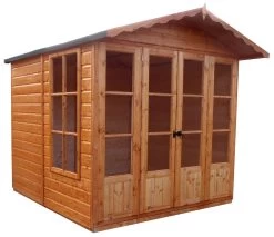 Shire Kensington 7x7 Glass Apex Shiplap Wooden Summer House - Base Not Included