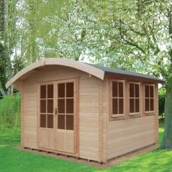 Shire Kilburn 12x12 Ft Toughened Glass Curved Tongue & Groove Wooden Cabin - Assembly Service Included