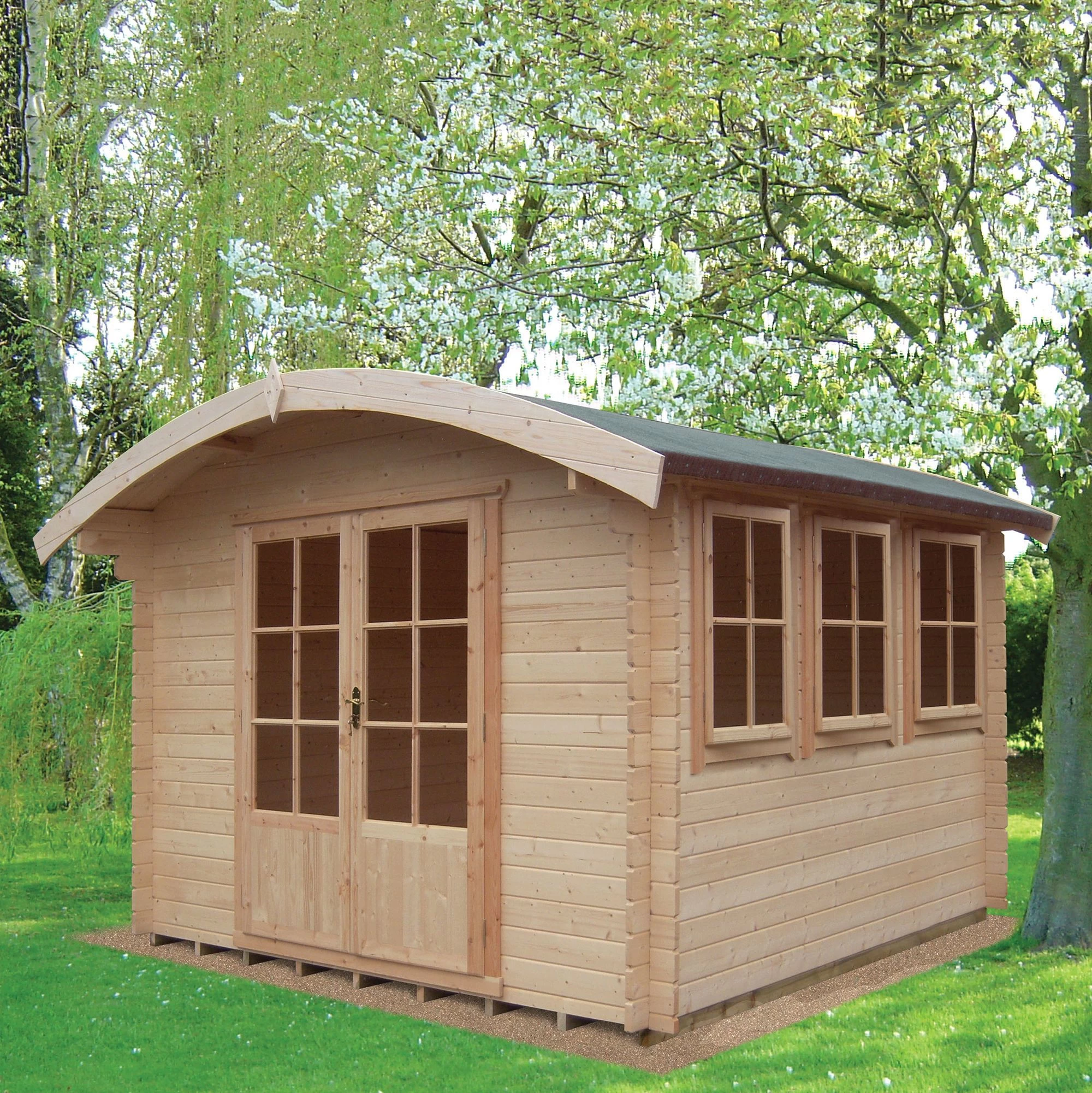 Shire Kilburn 12x12 Ft Toughened Glass Curved Tongue & Groove Wooden Cabin - Assembly Service Included 3 Shire Kilburn 12x12 Ft Toughened Glass Curved Tongue & Groove Wooden Cabin - Assembly Service Included