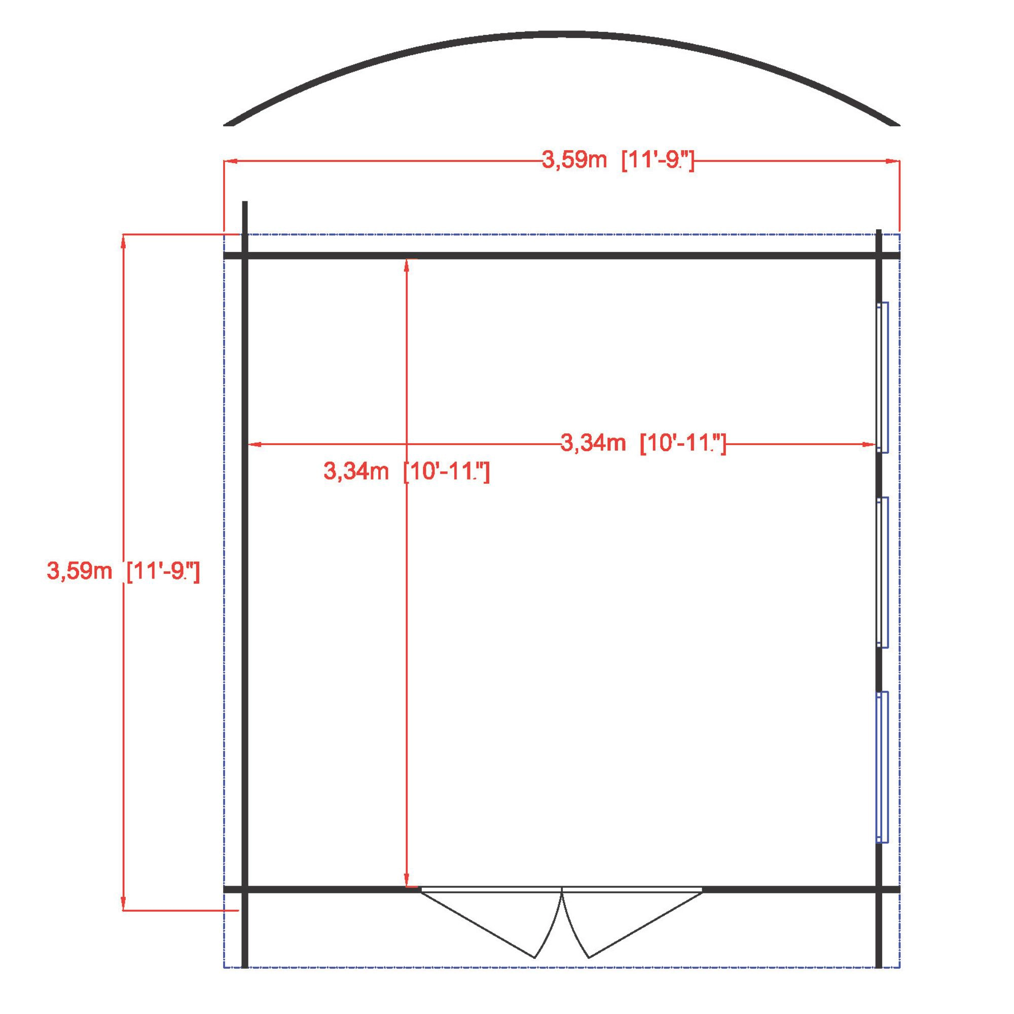 Shire Kilburn 12x12 Ft Toughened Glass Curved Tongue & Groove Wooden Cabin - Assembly Service Included 4 Shire Kilburn 12x12 Ft Toughened Glass Curved Tongue & Groove Wooden Cabin - Assembly Service Included - Image 2