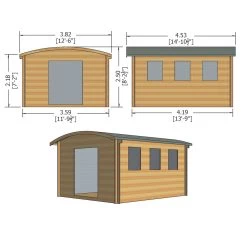 Shire Kilburn 12x14 Ft Toughened Glass Curved Tongue & Groove Wooden Cabin -Gardens and Outdoor Stores shire kilburn 12x14 ft toughened glass curved tongue groove wooden cabin5019804119684 02t bq