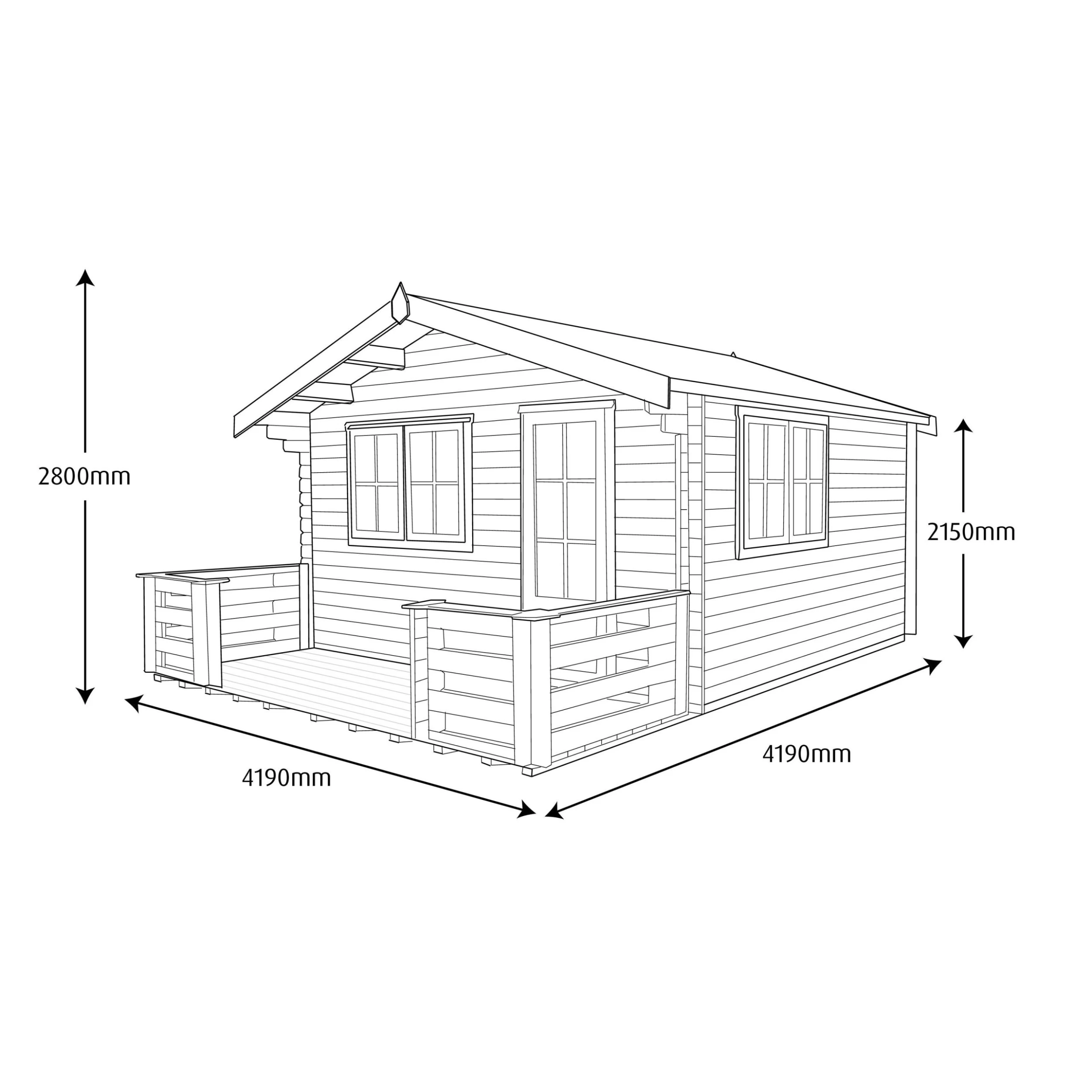 Shire Kinver 14x14 Ft Apex Tongue & Groove Wooden Cabin With Felt Tile Roof - Assembly Service Included 6 Shire Kinver 14x14 Ft Apex Tongue & Groove Wooden Cabin With Felt Tile Roof - Assembly Service Included - Image 4