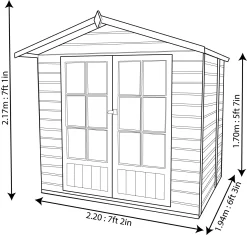 Shire Lumley 7x5 Glass Apex Shiplap Wooden Summer House - Base Not Included -Gardens and Outdoor Stores shire lumley 7x5 glass apex shiplap wooden summer house base not included5397007006377 01t bq