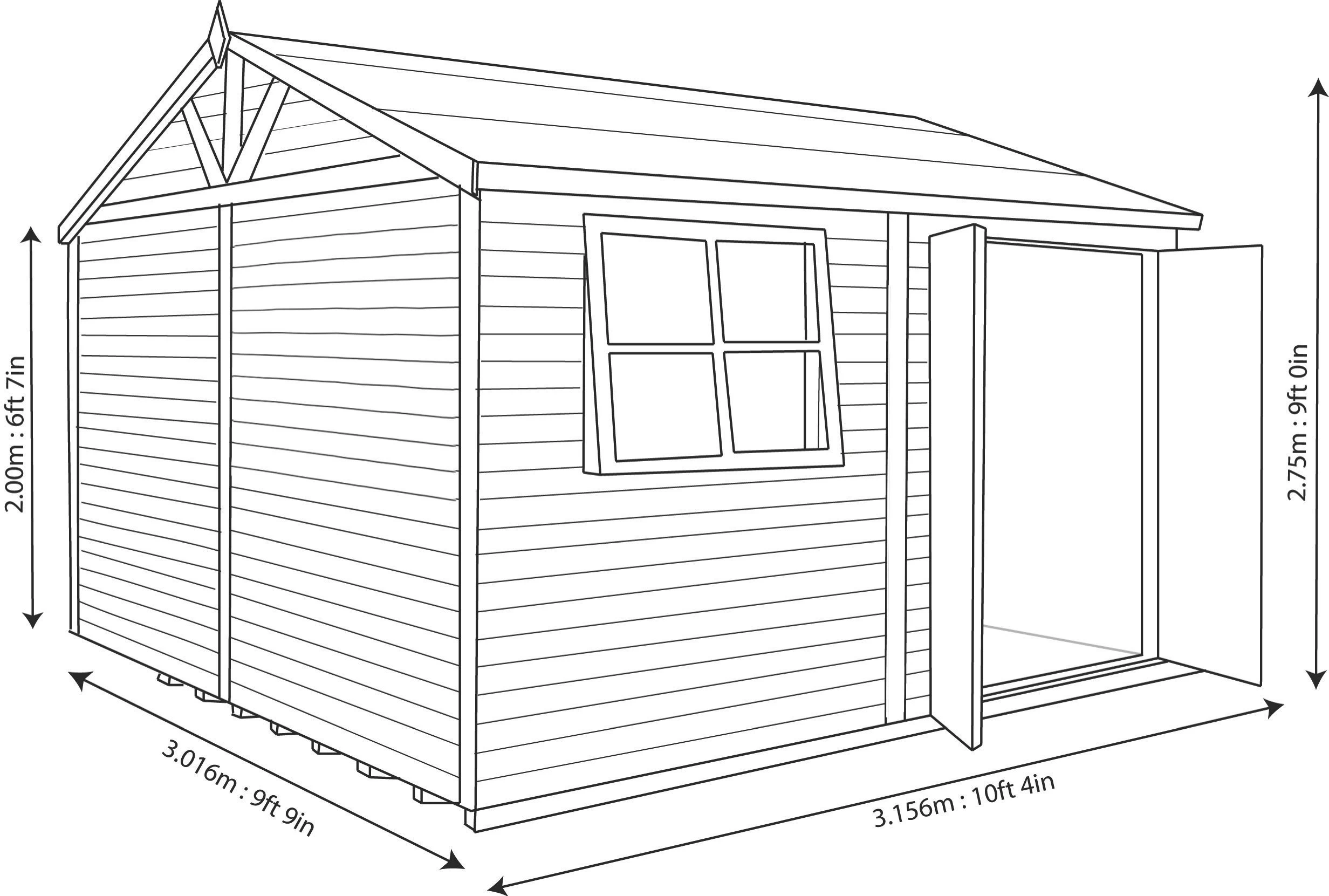 Shire Mammoth 10x10 Glass Apex Wooden Workshop - Base Not Included 9 Shire Mammoth 10x10 Glass Apex Wooden Workshop - Base Not Included - Image 7
