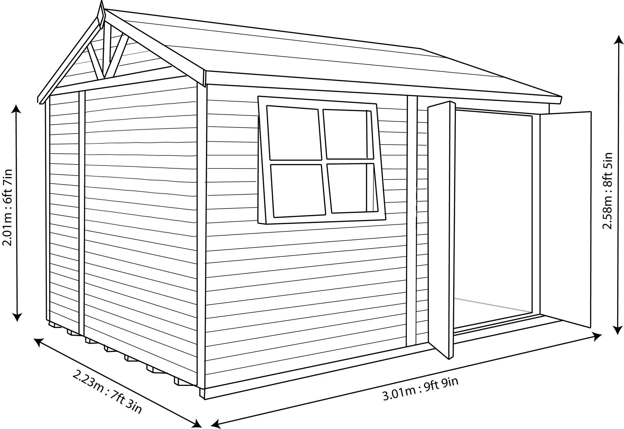 Shire Mammoth 10x7 Glass Apex Wooden Workshop - Base Not Included 6 Shire Mammoth 10x7 Glass Apex Wooden Workshop - Base Not Included - Image 4