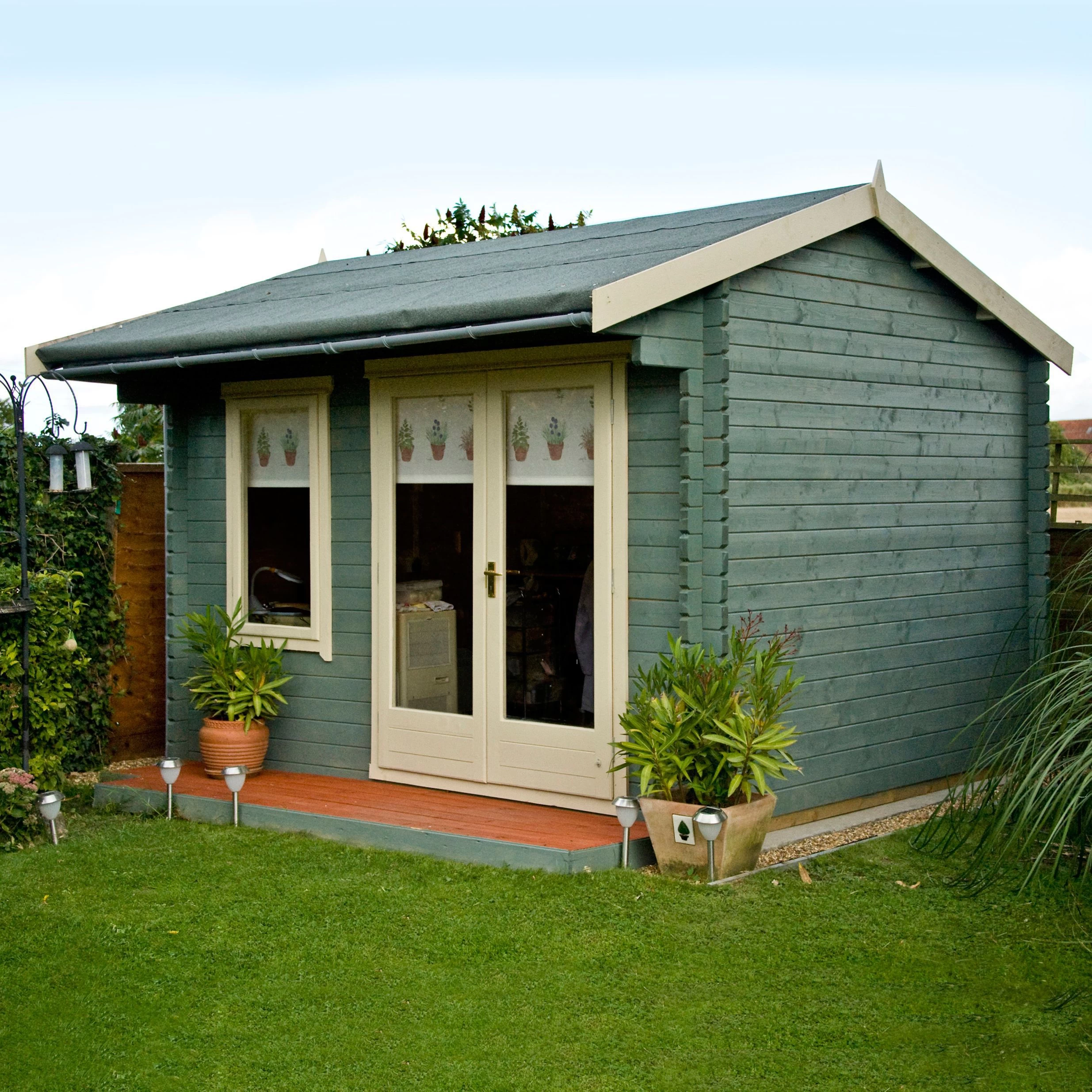 Shire Marlborough 10x12 Toughened Glass Apex Tongue & Groove Wooden Cabin - Base Not Included 4 Shire Marlborough 10x12 Toughened Glass Apex Tongue & Groove Wooden Cabin - Base Not Included - Image 2