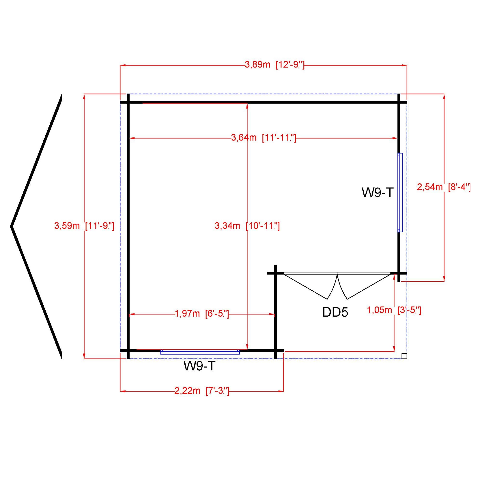 Shire Ringwood 12x13 Toughened Glass Apex Tongue & Groove Wooden Cabin - Assembly Service Included 5 Shire Ringwood 12x13 Toughened Glass Apex Tongue & Groove Wooden Cabin - Assembly Service Included - Image 3