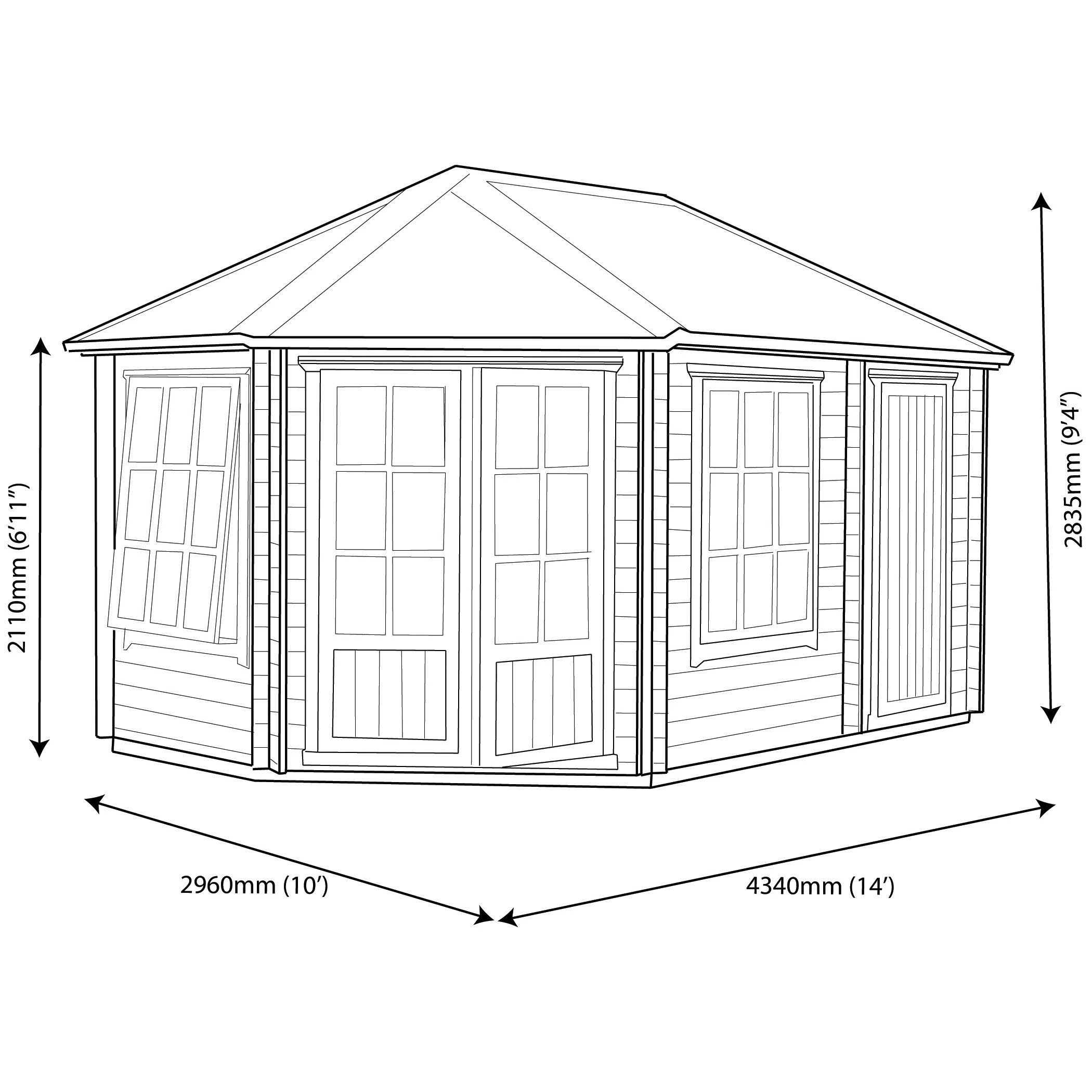 Shire Rowney 10x14 Ft Apex Tongue & Groove Wooden Cabin With Felt Tile Roof - Assembly Service Included 8 Shire Rowney 10x14 Ft Apex Tongue & Groove Wooden Cabin With Felt Tile Roof - Assembly Service Included - Image 6