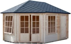 Shire Rowney 14x10 Toughened Glass Apex Tongue & Groove Wooden Cabin - Base Not Included