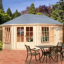 Shire Rowney 14x10 Toughened Glass Apex Tongue & Groove Wooden Cabin - Base Not Included -Gardens and Outdoor Stores shire rowney 14x10 toughened glass apex tongue groove wooden cabin base not included5019804851409 02i bq