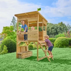 TP Toys 8x7 Tree Top Timber Tower Slide Playhouse Assembly Required -Gardens and Outdoor Stores tp toys 8x7 tree top timber tower slide playhouse assembly required5021854803543 01i bq