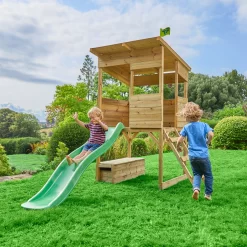 TP Toys 8x7 Tree Top Timber Tower Slide Playhouse Assembly Required -Gardens and Outdoor Stores tp toys 8x7 tree top timber tower slide playhouse assembly required5021854803543 04i bq